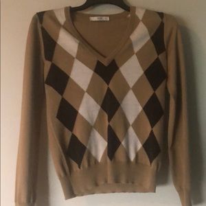 Prada Wool Sweater Argyle Camel